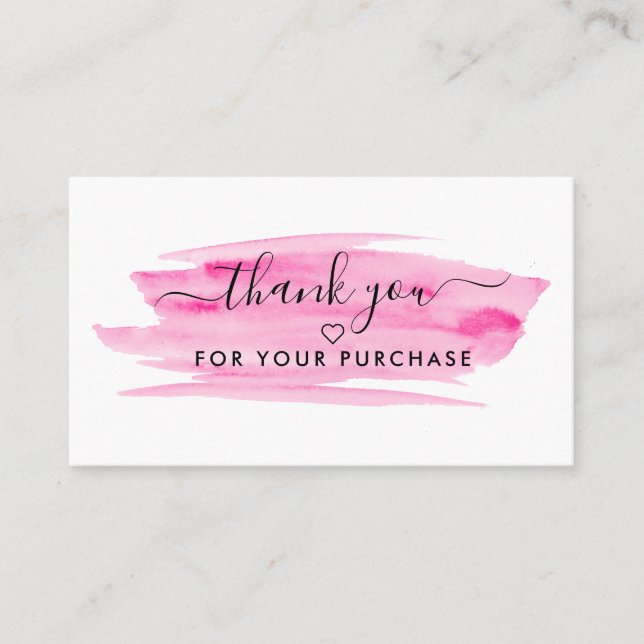 Carte De Visite Merci d'aquarelle moderne Script (Devant)