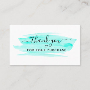 Carte De Visite Merci d'aquarelle moderne Script