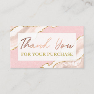 Carte De Visite Merci De Glam D'Agate Rose Pour Votre Achat