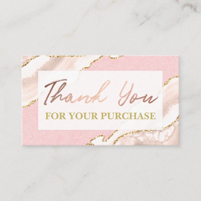Carte De Visite Merci De Glam D'Agate Rose Pour Votre Achat (Devant)