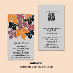 Carte De Visite Merci de nomination du héros local d'automne