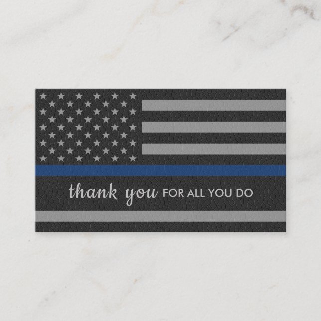 Carte De Visite Merci de police personnalisé Ligne Bleue Mince (Devant)