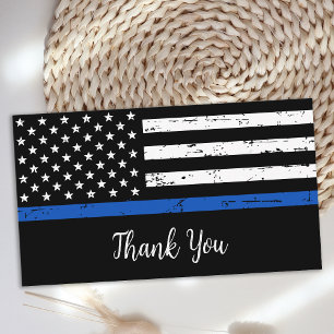 Carte De Visite Merci de police personnalisé mince ligne bleue