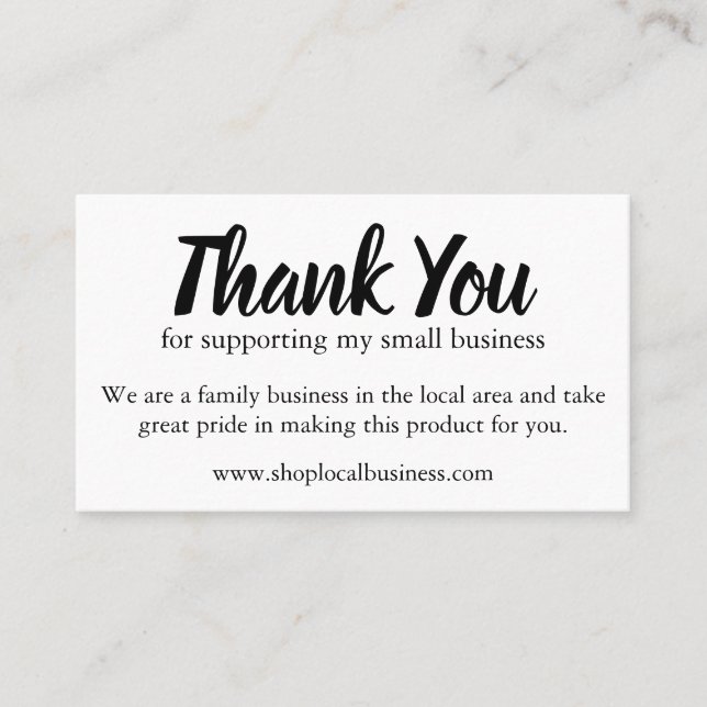 Carte De Visite Merci De Soutien Aux Petites Entreprises (Devant)