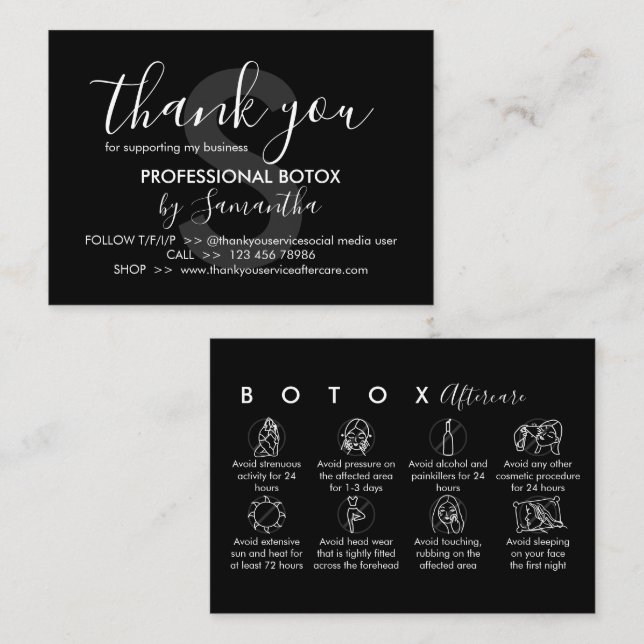 Carte De Visite Merci des instructions pour les soins postérieurs  (Devant / Derrière)
