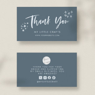 Carte De Visite Merci Doodle Stars Bleu Petite Entreprise