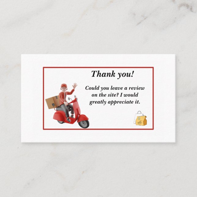 Carte de visite Merci du pilote de livraison (Devant)