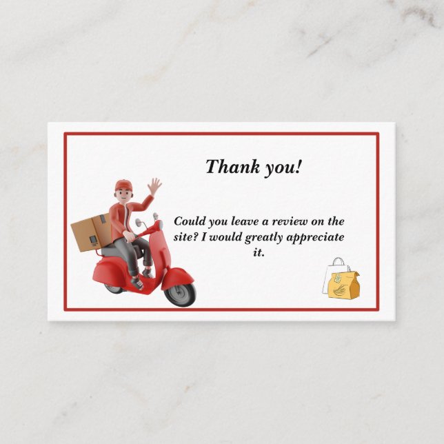 Carte De Visite Merci du pilote de livraison Doordash (Devant)