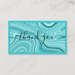 Carte De Visite Merci, écriture moderne, turquoise marbre turquoi