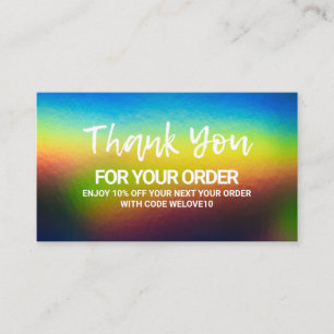 Carte De Visite Merci Elegant Holographique instagram Remise
