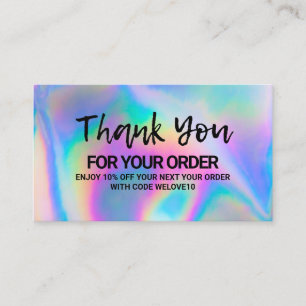 Carte De Visite Merci Elegant Holographique instagram Remise