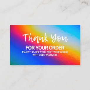 Carte De Visite Merci Elegant Holographique instagram Remise