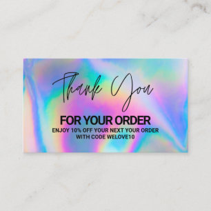 Carte De Visite Merci Elegant Holographique instagram Remise