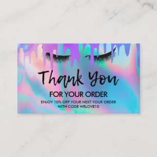 Carte De Visite Merci Holographie tendance Lashes Remise