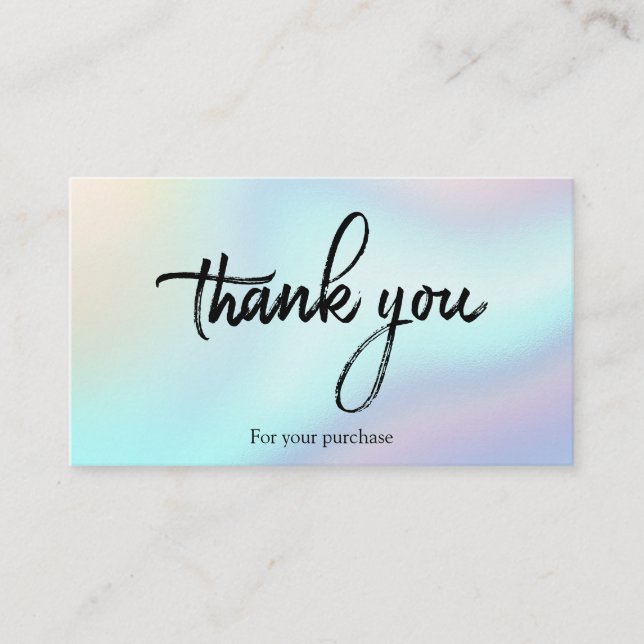 Carte De Visite Merci Holographique Élégant Pour Votre Achat (Devant)