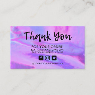 Carte De Visite Merci holographique violet