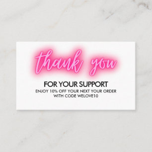 Carte De Visite Merci Hot rose Neon Instagram Remise