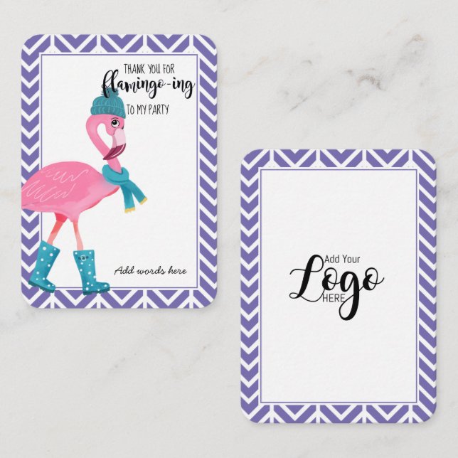 Carte De Visite merci la partie flamingo préférez les bijoux élast (Devant / Derrière)