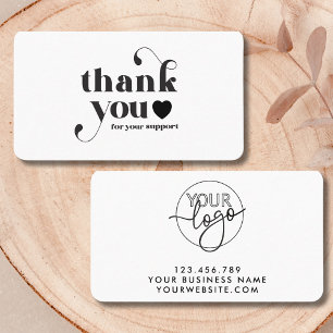 Carte De Visite Merci Logo Personnalisé Pour Votre Support Retro