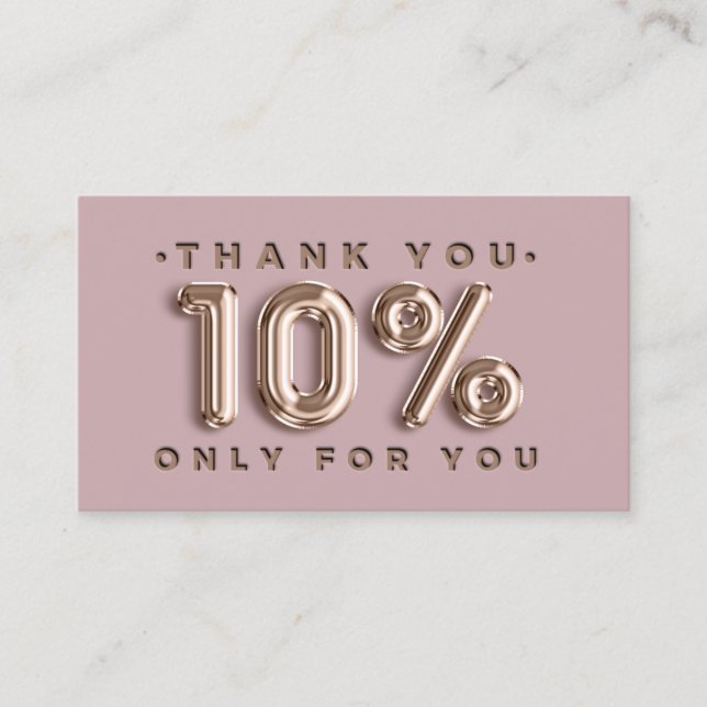 Carte De Visite Merci Logo QRCODE 10%OFF Code de remise Rose (Devant)