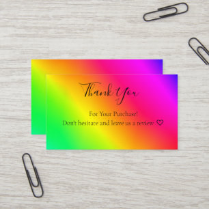 Carte De Visite Merci métallique arc-en-ciel lumineux dégradé Bu