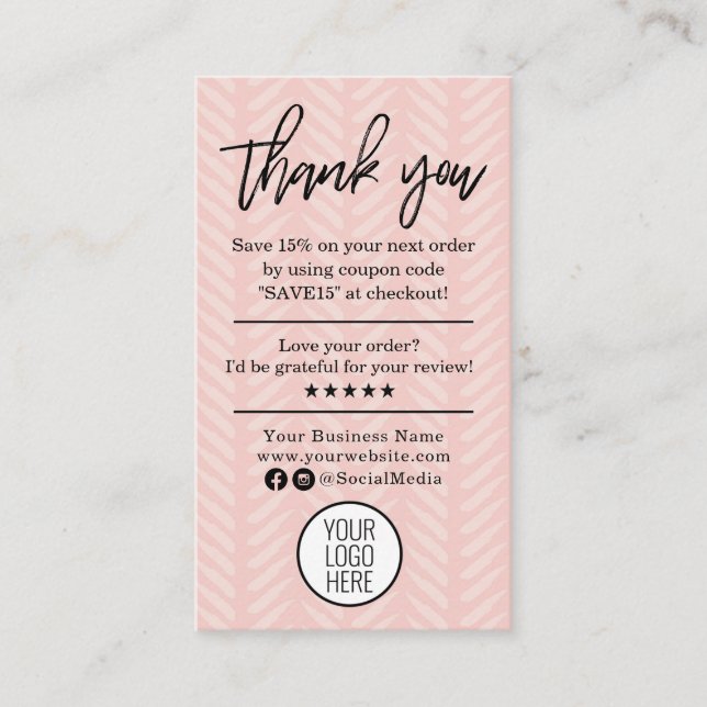 Carte De Visite Merci moderne pour votre commande avec logo (Devant)