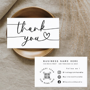 Carte De Visite Merci moderne Script Qr Code Business Socials