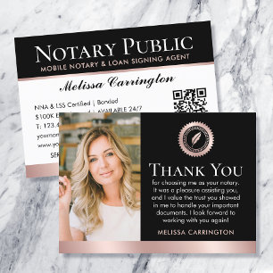 Carte De Visite Merci Notaire Photo Rose Gold Noir