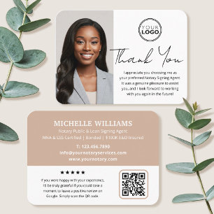 Carte De Visite Merci Notaire Public Moderne Photo QR Code Beige