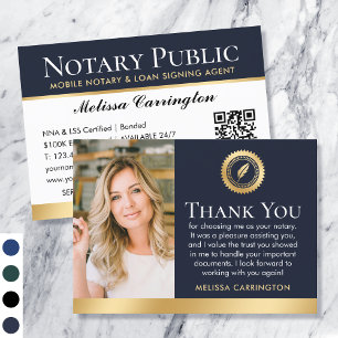 Carte De Visite Merci Notaire Public Photo Dark Blue Gold