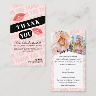 Carte De Visite Merci photo Kiss de brosse rose noir