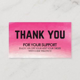Carte De Visite Merci Pink Watercolor - Réservation