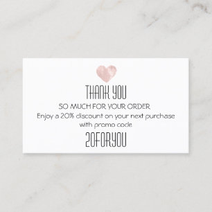 Carte De Visite Merci POUR ACHETER L'Instar Réduction sur le coeu
