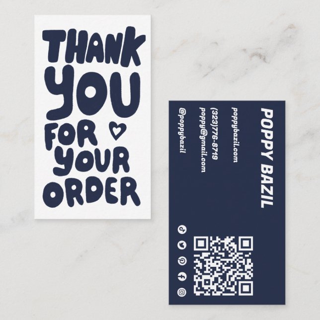 Carte De Visite Merci pour commander des icônes sociales QR Code M (Devant / Derrière)
