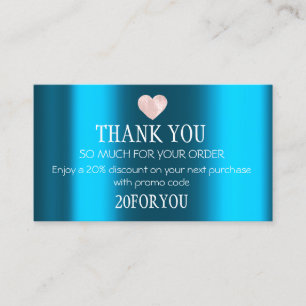 Carte De Visite Merci POUR L'ACHAT Code d'escompte d'instantané d