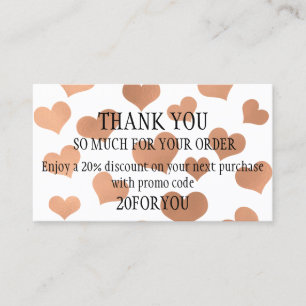 Carte De Visite Merci POUR L'ACHAT Instagrr Code de réduction de