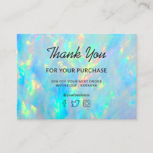 Carte De Visite merci pour votre achat opal