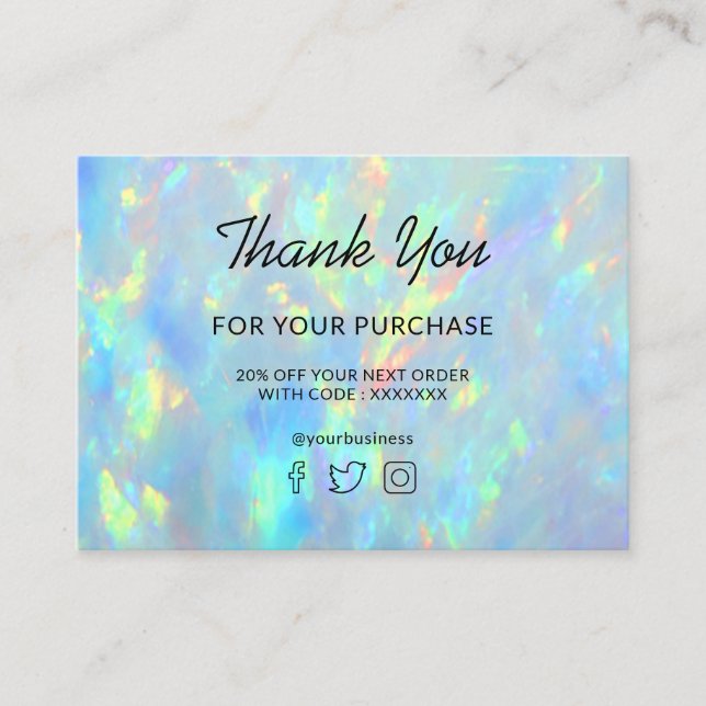 Carte De Visite merci pour votre achat opal (Devant)