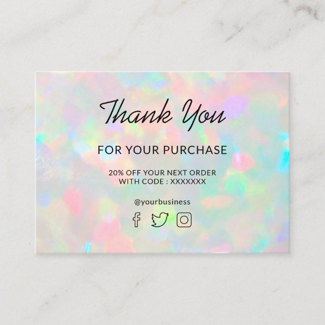 Carte De Visite merci pour votre achat opal photo (Devant)