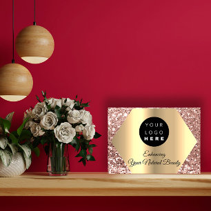 Carte De Visite Merci Pour Votre Achat Rose Logo Or