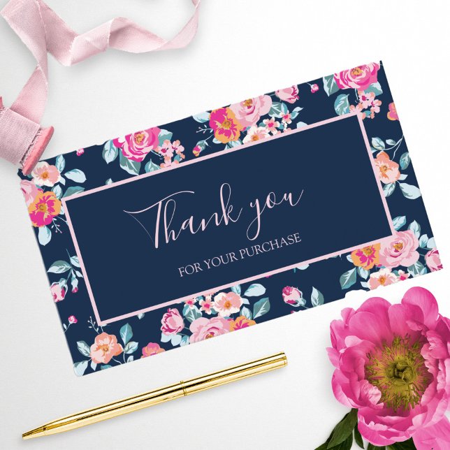 Carte De Visite Merci Pour Votre Achat Rose Roses Floral (Créateur téléchargé)