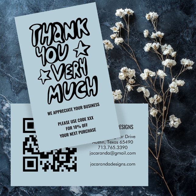 Carte De Visite Merci pour votre commande CODE RABAIS Code QR (Thanks for Your Order DISCOUNT CODE QR Code Business Card
)