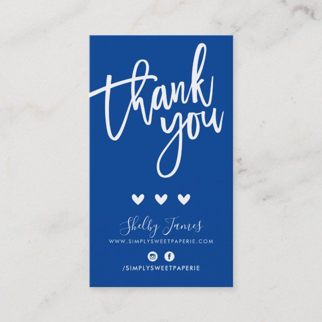 Carte De Visite MERCI POUR VOTRE COMMANDE insérer le bleu royal mo (Devant)