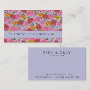 Carte De Visite Merci pour votre commande Insérer un motif floral