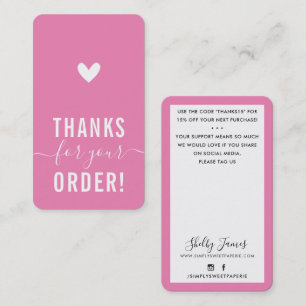 Carte De Visite MERCI POUR VOTRE COMMANDE insérez le ROSE-CANDY mo