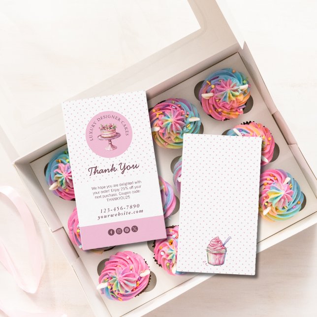 Carte De Visite Merci Pour Votre Commande Polka Dot Cake Baker (Créateur téléchargé)