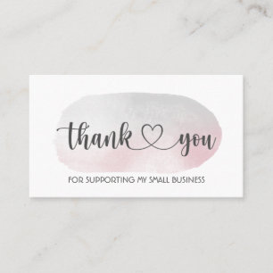 Carte De Visite Merci rose/gris pour soutenir mon entreprise