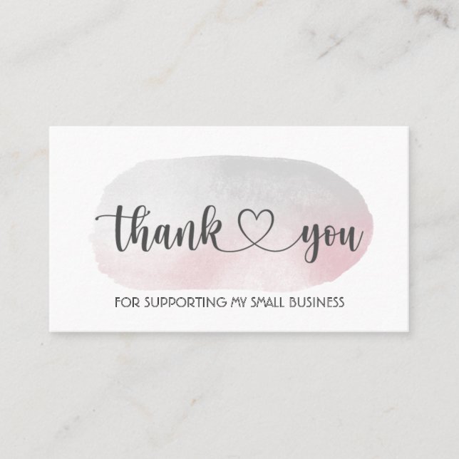 Carte De Visite Merci rose/gris pour soutenir mon entreprise (Devant)