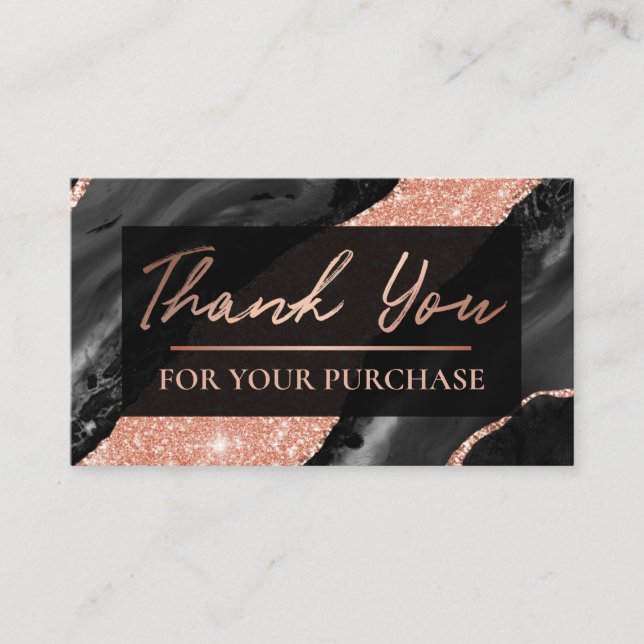 Carte De Visite Merci rose Parties scintillant Or Pour Votre Achat (Devant)