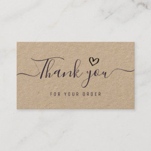 Carte De Visite merci script kraft insert